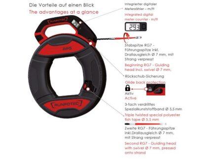 RUNPOTEC RP5 Kablo Çekme Aleti dahil dijital Metre Sayacı 9 - 32 mm boru iç çapı için ideal ürün görseli 3